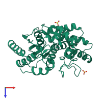 PDB entry 3voy coloured by chain, top view.