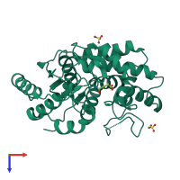 PDB entry 3vp0 coloured by chain, top view.