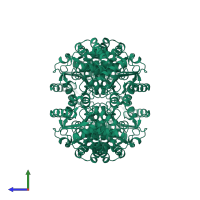Glutaminase kidney isoform, mitochondrial 65 kDa chain in PDB entry 3vp4, assembly 1, side view.