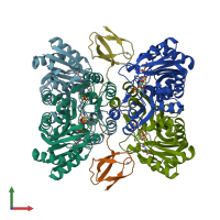 PDB entry 3vpb coloured by chain, front view.