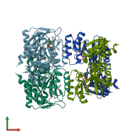 PDB entry 3vpc coloured by chain, front view.