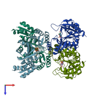 PDB entry 3vpc coloured by chain, top view.