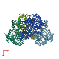 PDB entry 3vpg coloured by chain, top view.