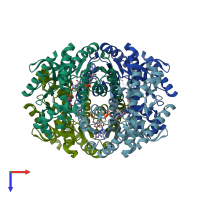 PDB entry 3vph coloured by chain, top view.