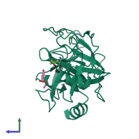 PDB entry 3vpk coloured by chain, side view.