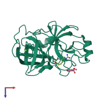 PDB entry 3vpk coloured by chain, top view.