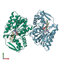 PDB entry 3vps coloured by chain, front view.