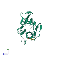 PDB entry 3vpy coloured by chain, side view.