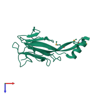 PDB entry 3vpy coloured by chain, top view.