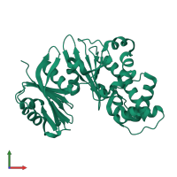 PDB entry 3vpz coloured by chain, front view.