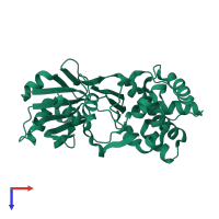 PDB entry 3vpz coloured by chain, top view.