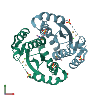 PDB entry 3vq5 coloured by chain, front view.