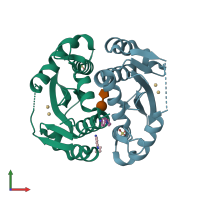 PDB entry 3vq7 coloured by chain, front view.