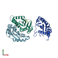 PDB entry 3vq9 coloured by chain, front view.