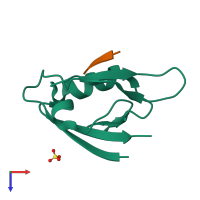 PDB entry 3vqg coloured by chain, top view.