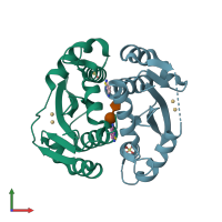 PDB entry 3vqq coloured by chain, front view.