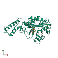 PDB entry 3vqw coloured by chain, front view.