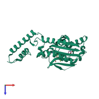 PDB entry 3vqy coloured by chain, top view.