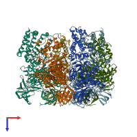 PDB entry 3vr2 coloured by chain, top view.