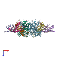 PDB entry 3vr8 coloured by chain, top view.