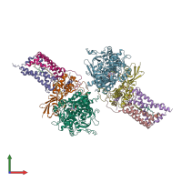 PDB entry 3vrb coloured by chain, front view.