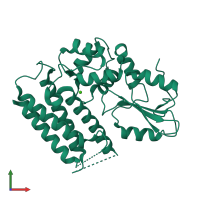 PDB entry 3vrn coloured by chain, front view.