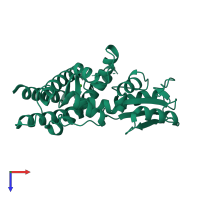 PDB entry 3vrn coloured by chain, top view.