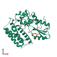 PDB entry 3vro coloured by chain, front view.