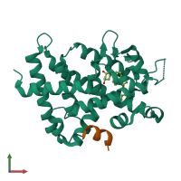 PDB entry 3vrw coloured by chain, front view.