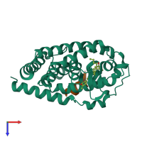 PDB entry 3vrw coloured by chain, top view.