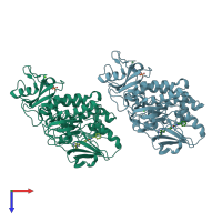 PDB entry 3vrz coloured by chain, top view.