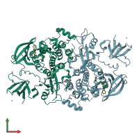 PDB entry 3vs4 coloured by chain, front view.