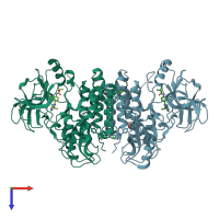 PDB entry 3vs6 coloured by chain, top view.