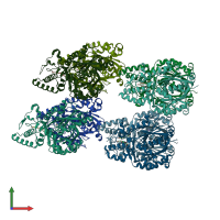 PDB entry 3vs9 coloured by chain, front view.
