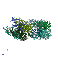 PDB entry 3vs9 coloured by chain, top view.