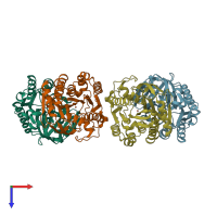 PDB entry 3vsh coloured by chain, top view.