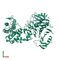 PDB entry 3vsm coloured by chain, front view.