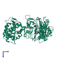 PDB entry 3vsm coloured by chain, top view.