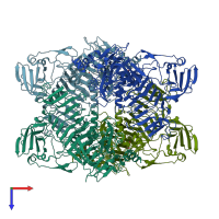 PDB entry 3vst coloured by chain, top view.