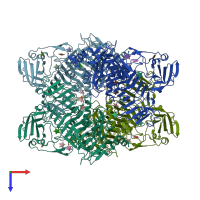 PDB entry 3vsv coloured by chain, top view.