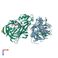 PDB entry 3vsw coloured by chain, top view.