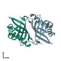 PDB entry 3vsy coloured by chain, front view.