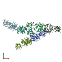 PDB entry 3vsz coloured by chain, front view.