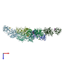 PDB entry 3vsz coloured by chain, top view.