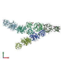 PDB entry 3vt0 coloured by chain, front view.