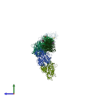 PDB entry 3vt0 coloured by chain, side view.