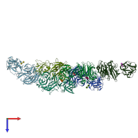 PDB entry 3vt0 coloured by chain, top view.