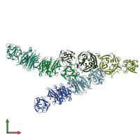 PDB entry 3vt1 coloured by chain, front view.
