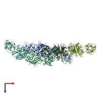 PDB entry 3vt1 coloured by chain, top view.