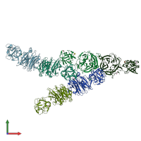 PDB entry 3vt2 coloured by chain, front view.